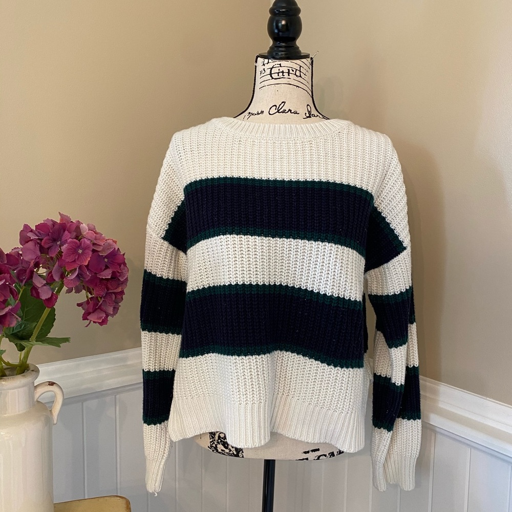 Forever 21 sweater. White with green blue stripe